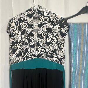 Stylish Black and Teal Midi Dress